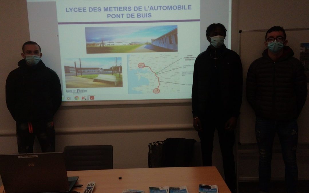 présentation des métiers de l’automobile du lycée Pont De Buis devant les élèves de 4ème et de 3ème du collège